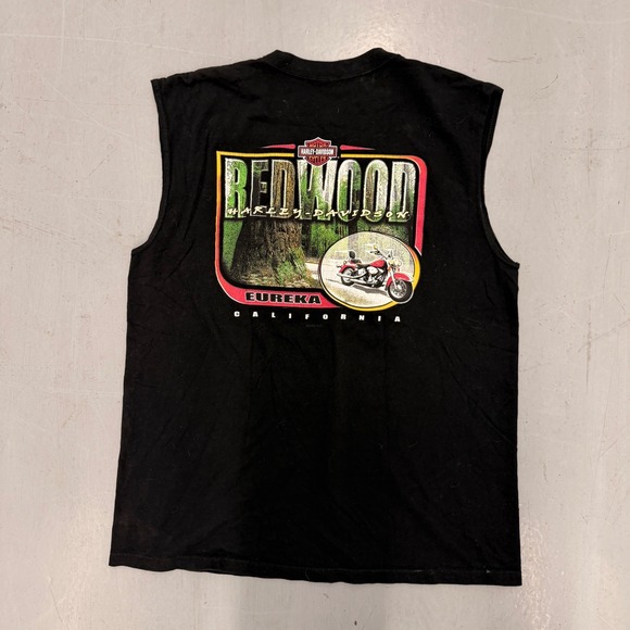 Harley-Davidson Other - Vintage 2000 Harley Davidson Redwood Eureka CA Sleeveless Muscle T-Shirt Black L